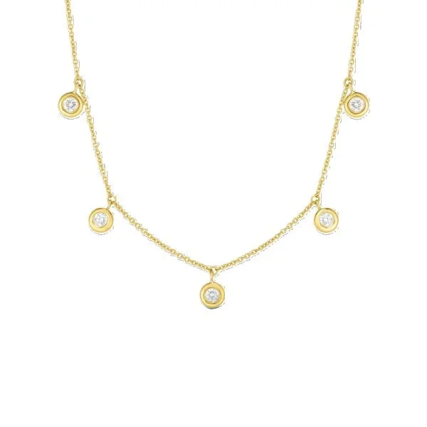 18K GOLD DIAMONDS BY THE INCH DANGLING FIVE STATION NECKLACE