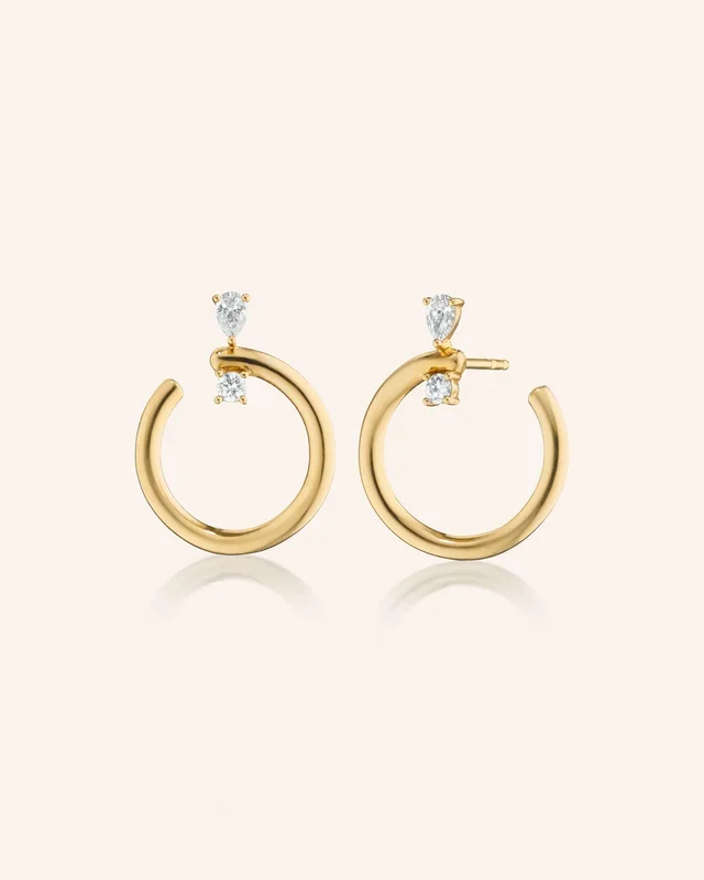 18K Gold Midi “Galaxy Wrap Hoop” Earrings with Diamonds