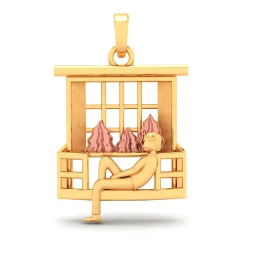18k Gold Pendant In The Shape Of A Boy Gazing Through A Window From Online Exclusive Collection