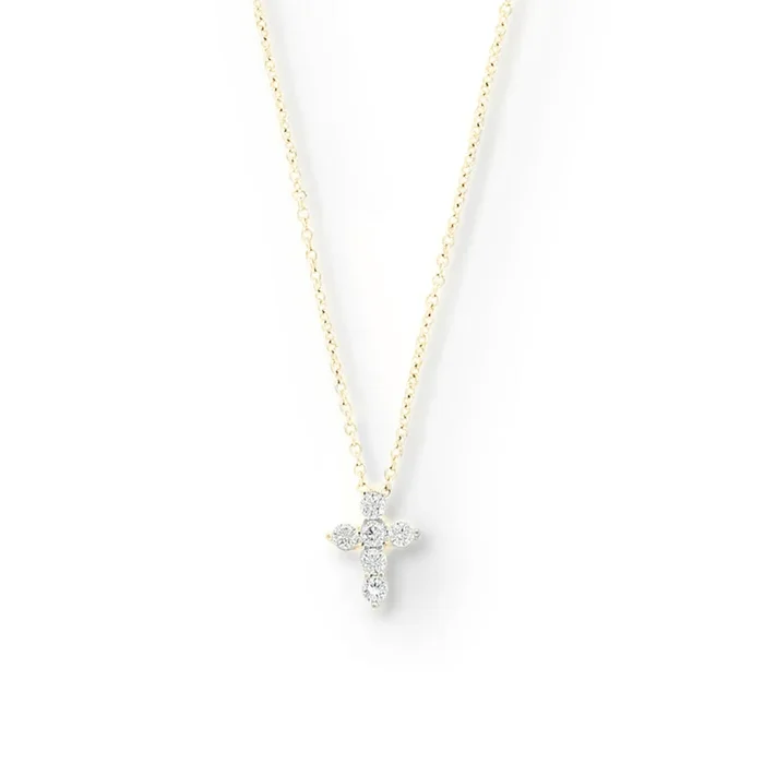 Sterling Silver CZ Cross Pendant Necklace