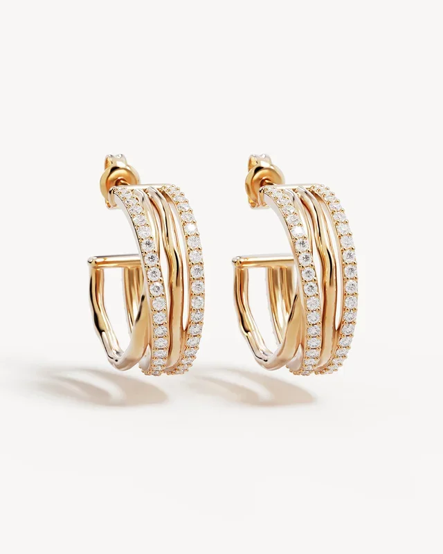 18k Gold Plated Entwined Hearts Large Hoops
