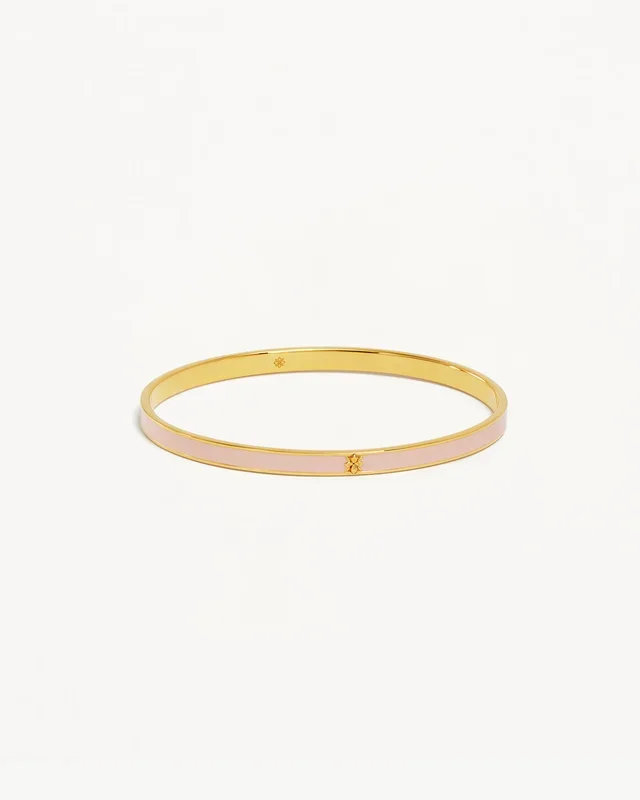 18k Gold Vermeil Born to Bloom Enamel Bangle – Rose Quartz