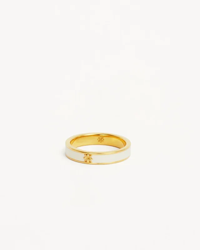 18k Gold Vermeil Born to Bloom Enamel Ring – Bone