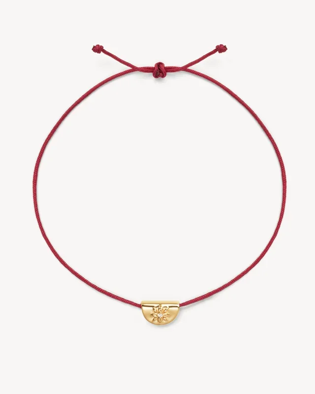 18k Gold Vermeil Lotus of Hope Cord Bracelet – Burgundy