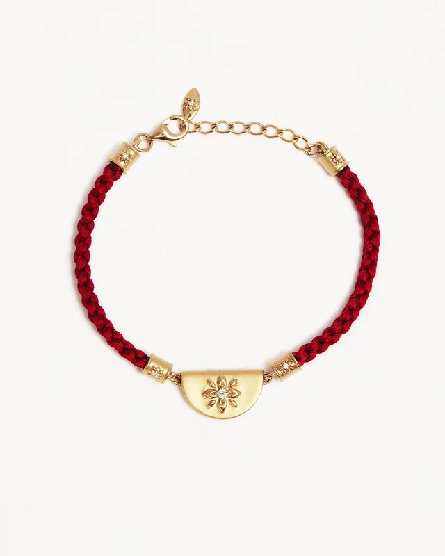 18k Gold Vermeil Lotus Red Silk Cord Bracelet