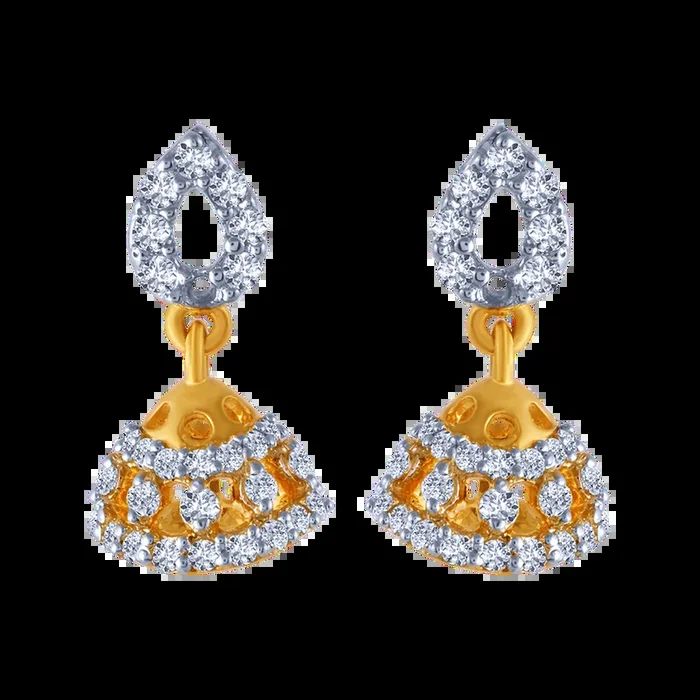 18k Jhumka Style Earring With A Tear Drop Detail