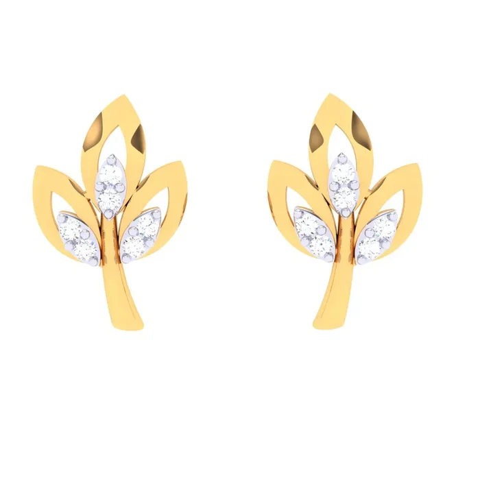 18k Leaves Shape Diamond Stud Earrings From diamond Collection