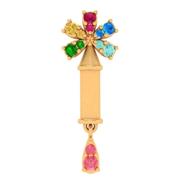 18k Multi-coloured Gems Gold Pendant