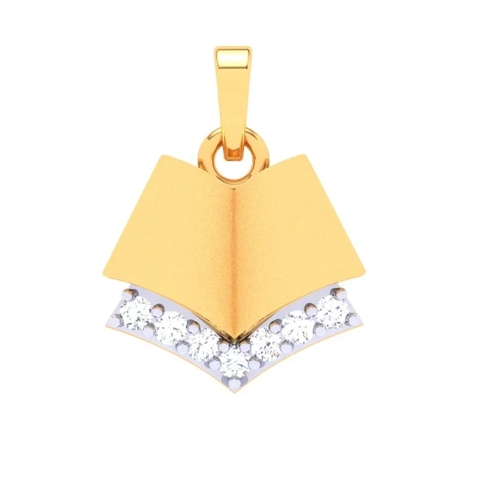 18k Open Book Shape Diamond Pendant From P.c Chandra Jewellers