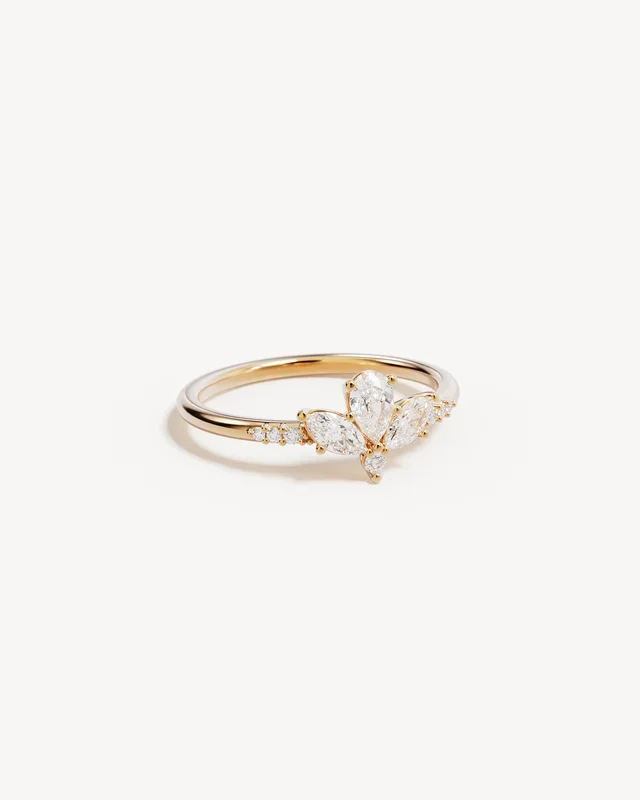 18k Solid Gold Floating Lotus 0.49ct Lab-Grown Diamond Ring