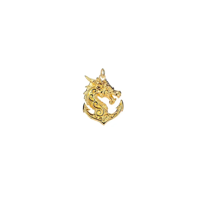 18k Vermeil over Sterling Silver Dragon/Anchor Charm