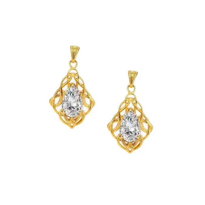 18k Vermeil with White Moissanite Drop Earrings