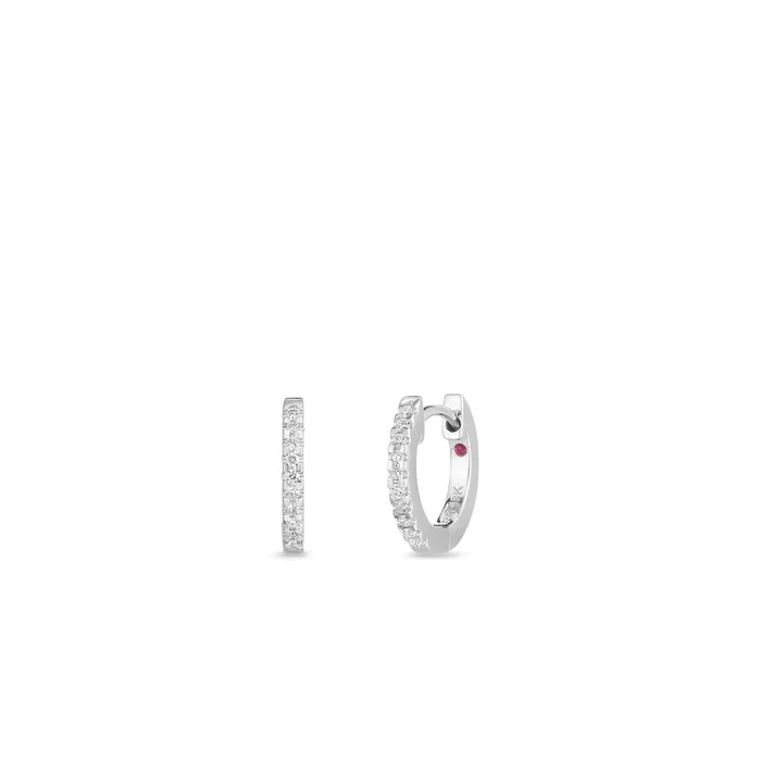 18K WHITE GOLD DIAMOND EXTRA SMALL HOOP EARRINGS