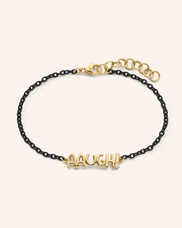 18K Yellow Gold and Black Steel “AAUGH!” Bracelet