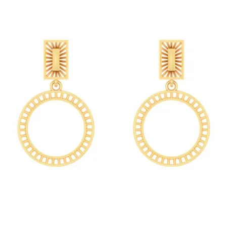 18KT Two Geometrical Shape Gold Drop Earring From Online Exclusive Collection.