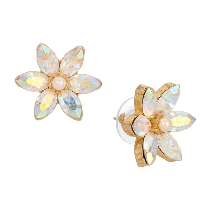 1928 Jewelry AB Crystal Floral Stud Earrings