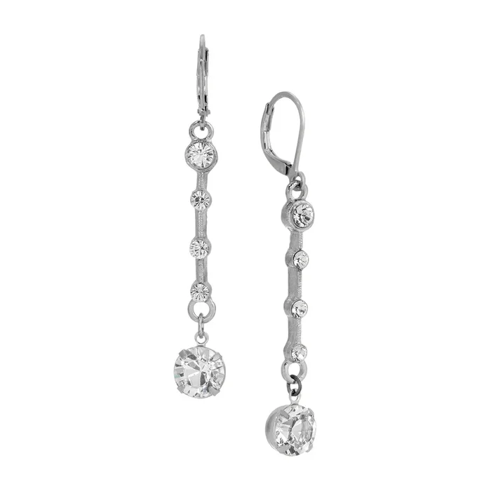 1928 Jewelry Austrian Crystal Vintage Bar Drop Earrings