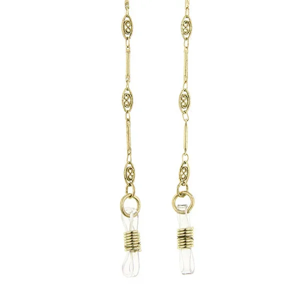 1928 Jewelry Chain Filigree Eyeglass Holder Chain Necklace 30″
