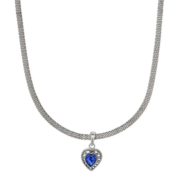 1928 Jewelry Eleganza Austrian Crystal Heart Pendant Necklace 13″ + 5″ Extension