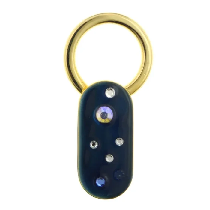 1928 Jewelry Enamel With Multicolor Crystals Oblong Key Ring
