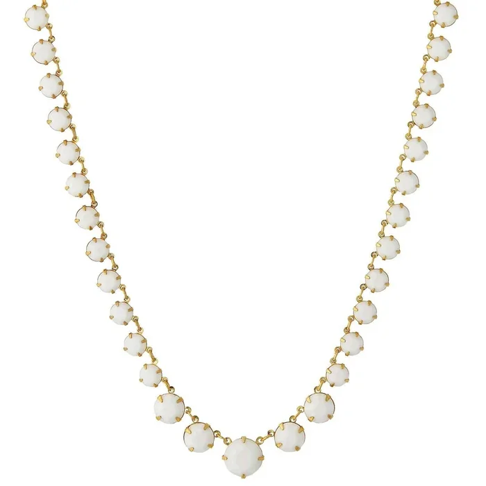1928 Jewelry Graduated Round White Austrian Crystal Collar Necklace 16″ + 3″ Extender