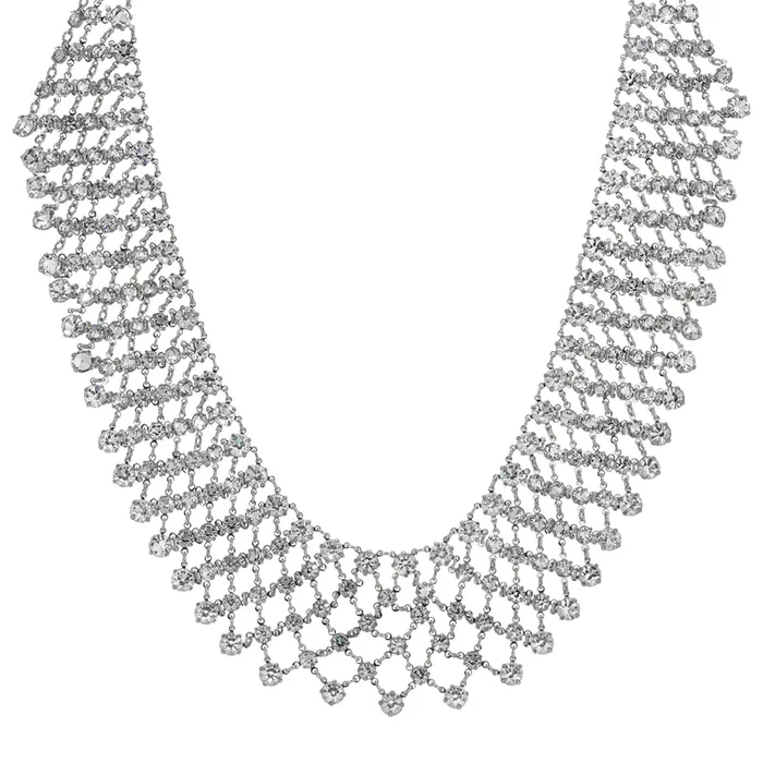 1928 Jewelry Grandeur Austrian Crystal Vintage Bib Necklace 16″
