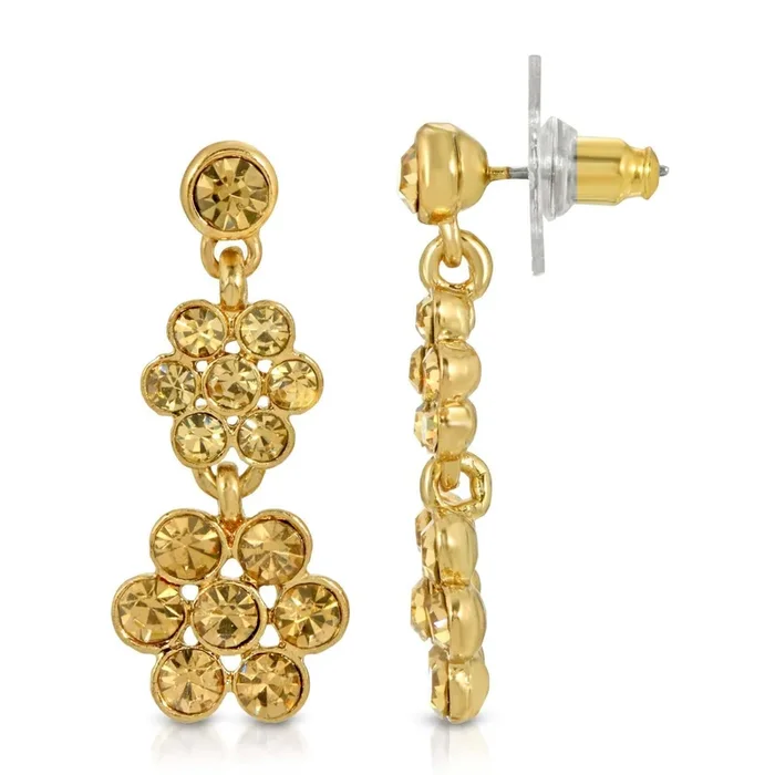 1928 Jewelry Light Colorado Topaz Flower Dangle Earrings