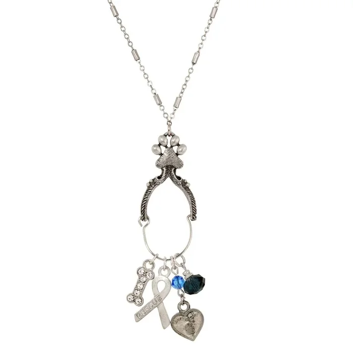 1928 Jewelry Live Love Rescue Charm Holder Necklace 26″