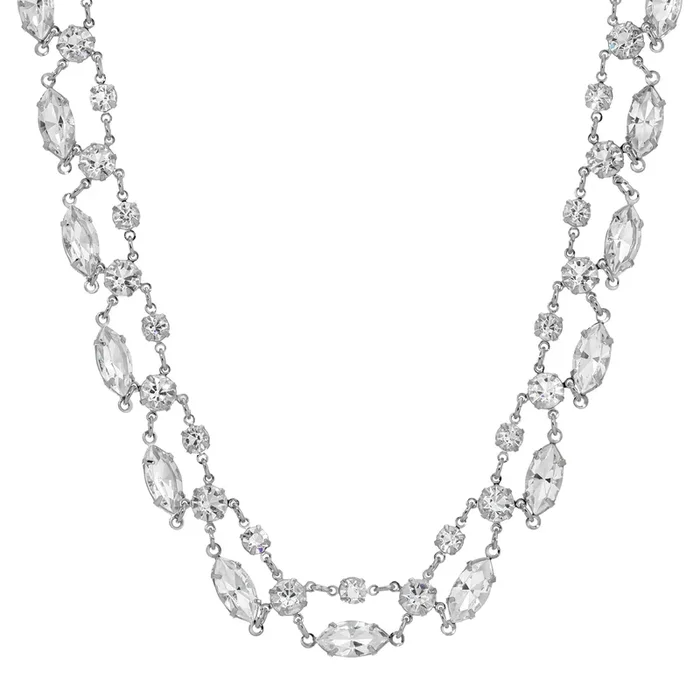 1928 Jewelry Marquise And Round Austrian Crystal Vintage Collar Necklace 13″ + 3″ Extension