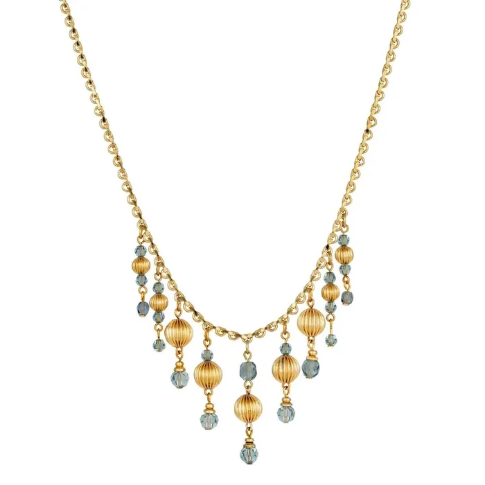 1928 Jewelry Montana Blue Multi Bead Drop Necklace 16″ + 3″ Extender