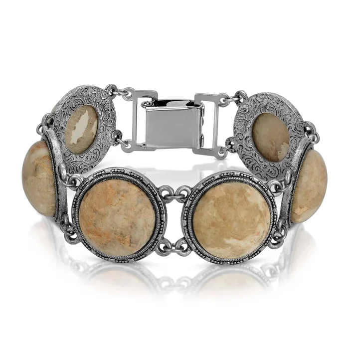 1928 Jewelry Riverstone Gemstone Link Bracelet
