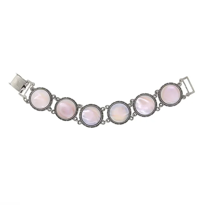 1928 Jewelry Round Pink Mother Of Pearl Clasp Bracelet