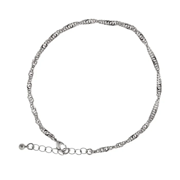 1928 Jewelry Silver Twisted Chain Anklet 9″ + 1.5″ Extension