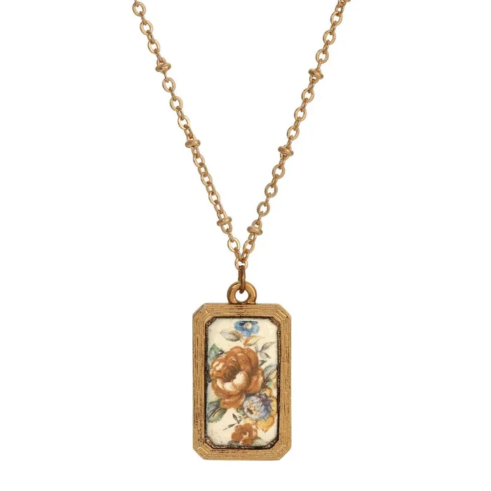 1928 Jewelry Vintage Floral Bloom Pendant Necklace 18″
