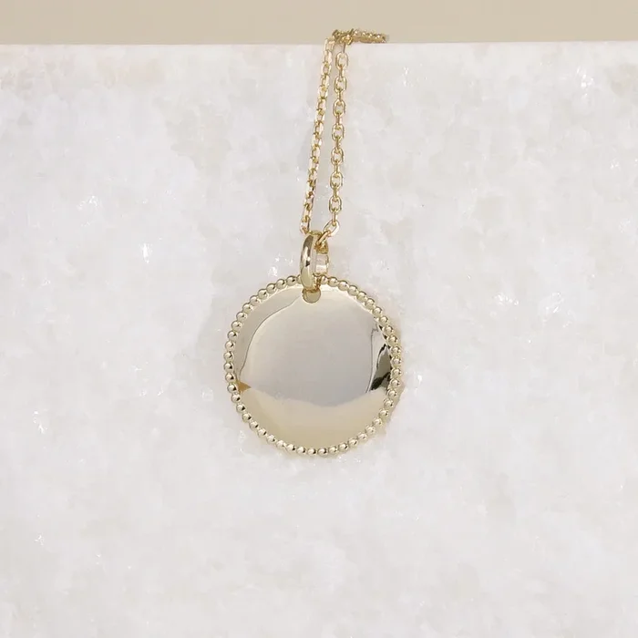 19mm gold-plated beaded medal pendant to engrave