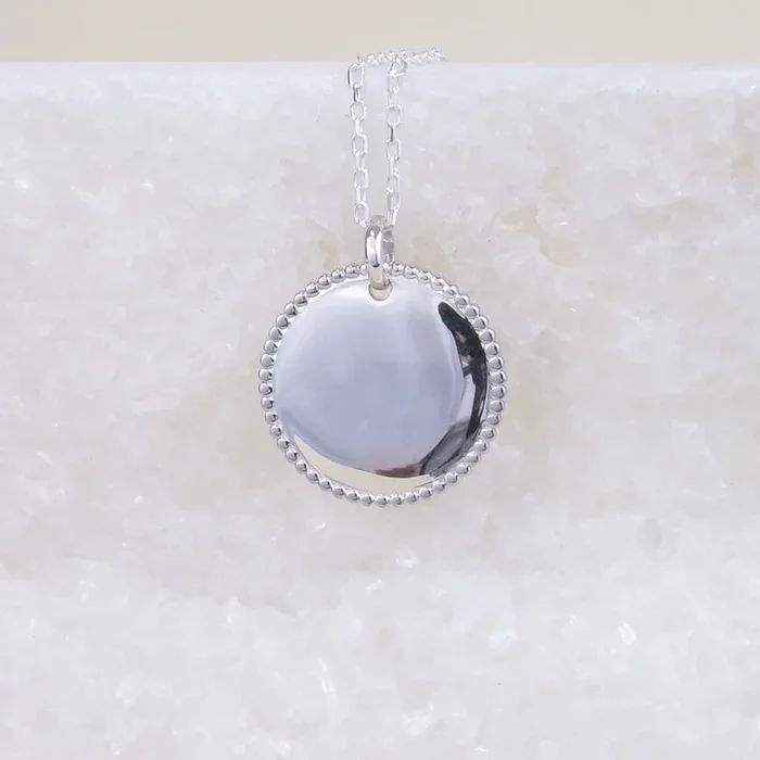 19mm silver beaded medal pendant to engrave
