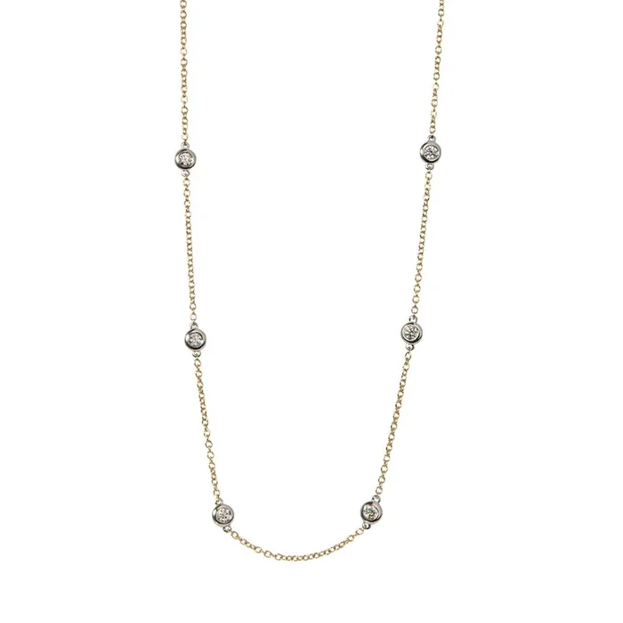 1ctw Diamond by the Yard 10-Station Two-Tone 14K Gold Necklace