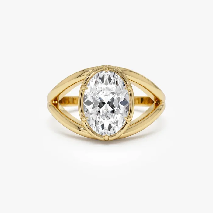 2.00ctw 14k Oval Shaped Split Shank Lab Grown Diamond Engagement Ring – Nella