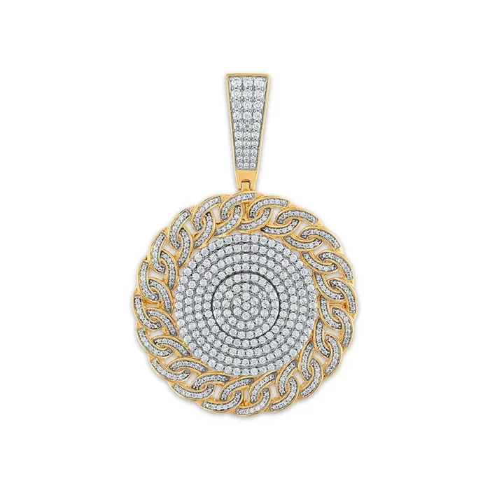 2-1/2 CTW Natural Diamond Miami Cuban Link Medal 18-inch Pendant in 10KT Yellow Gold. Chain not Included