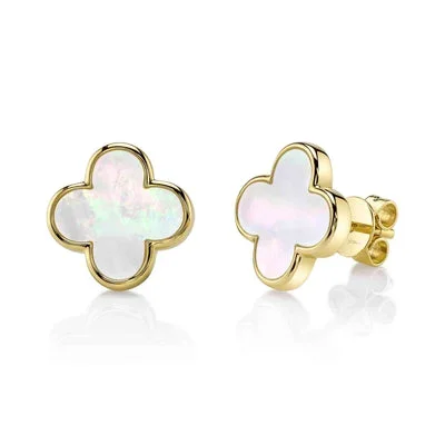 2.37CT MOTHER OF PEARL CLOVER STUD EARRING