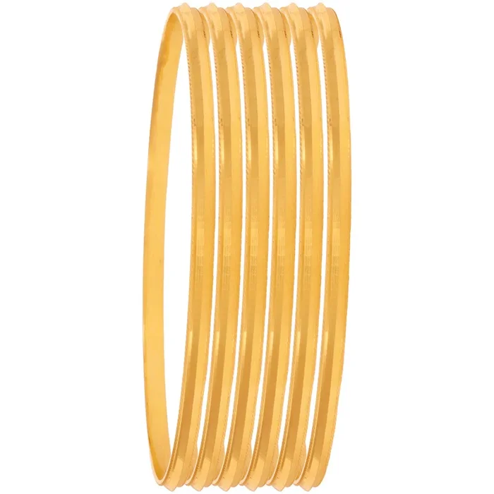 2.4 Size Thin Set of 6pcs Bangles in 22K Gold