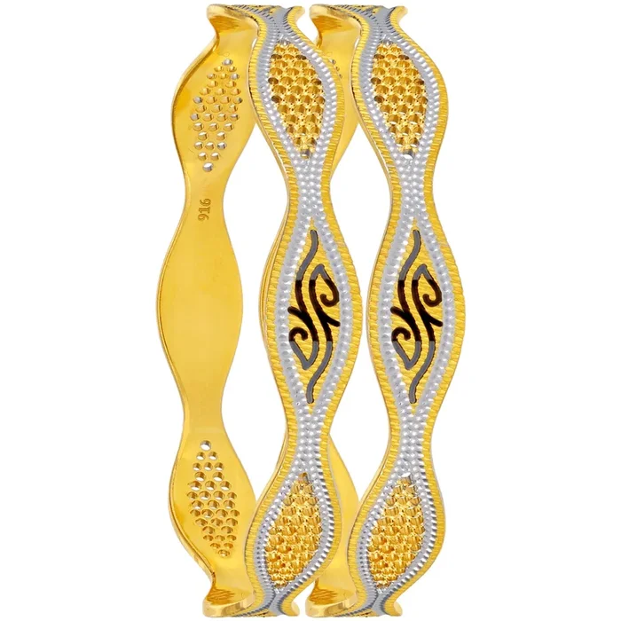 2.4 Size Two tone 2pcs Bangles in 22K Gold