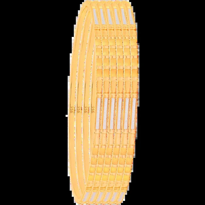 2.8 Size Two tone Set of 6pcs Bangles in 22K Gold