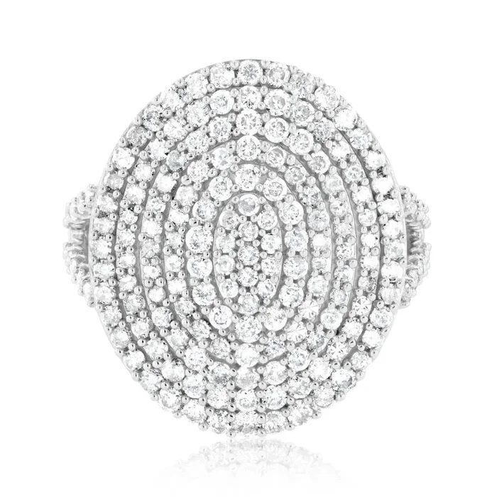 2 Carat Diamond Cluster Ring in 9ct Yellow Gold