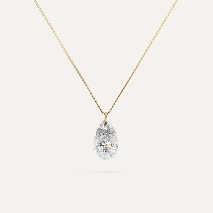 2 carat Floating Pear Diamond Necklace