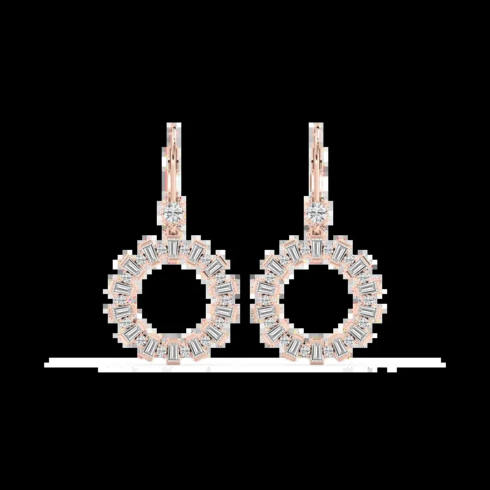 2 ctw Round and Baguette Lab Grown Diamond Circle Drop Earrings