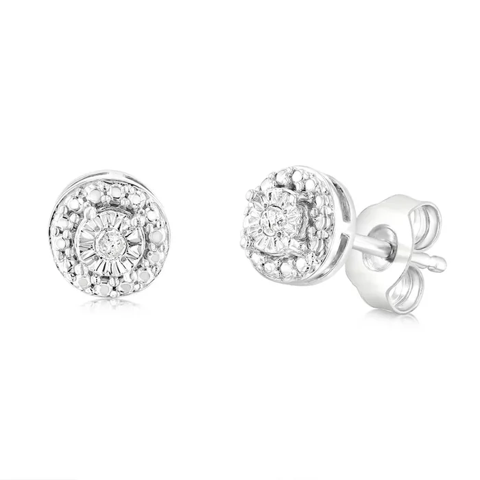 2 Diamonds Stud Earrings in Sterling Silver
