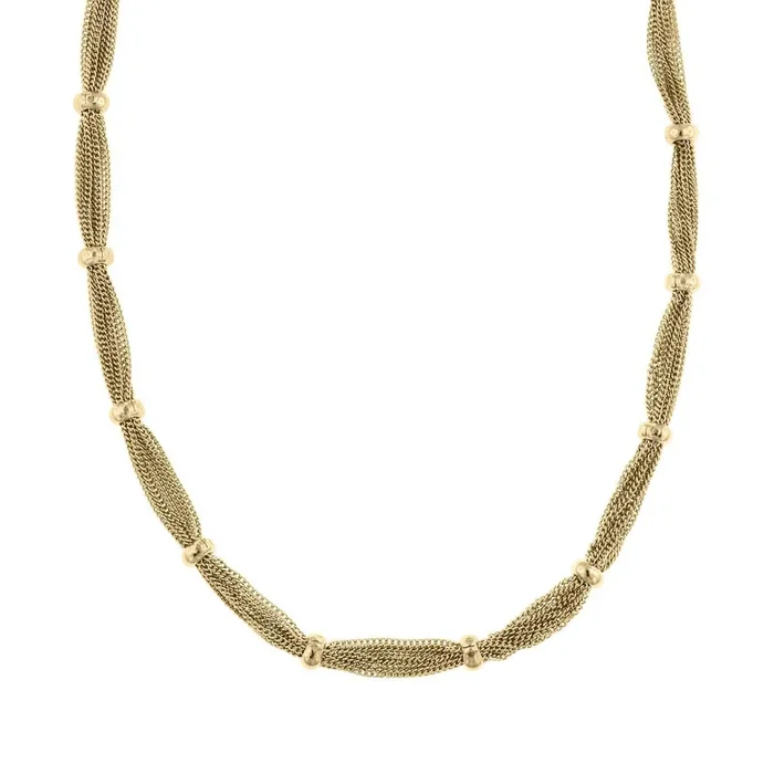 2028 Jewelry Gold Station Chain Necklace 18.5″