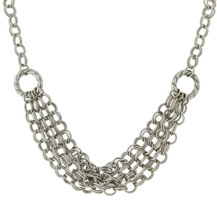2028 Jewelry Silver Multi Chain Necklace 18″