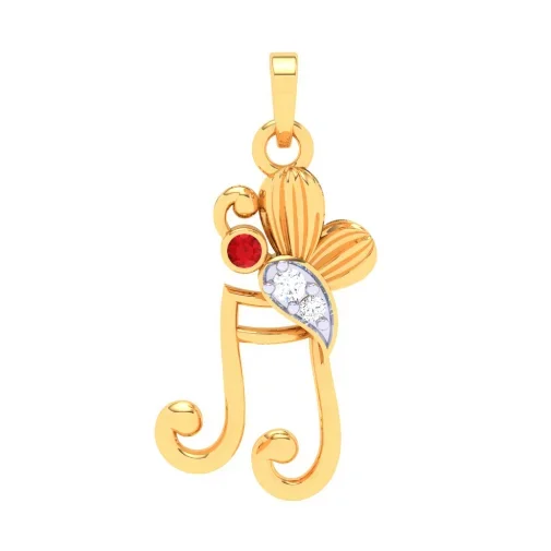 22KT Musical Note Butterfly Gold Pendant From Goldlites Collection